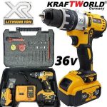 Акумулаторен ударен винтоверт, KraftWorld, XR 36V, 8A, с инструменти